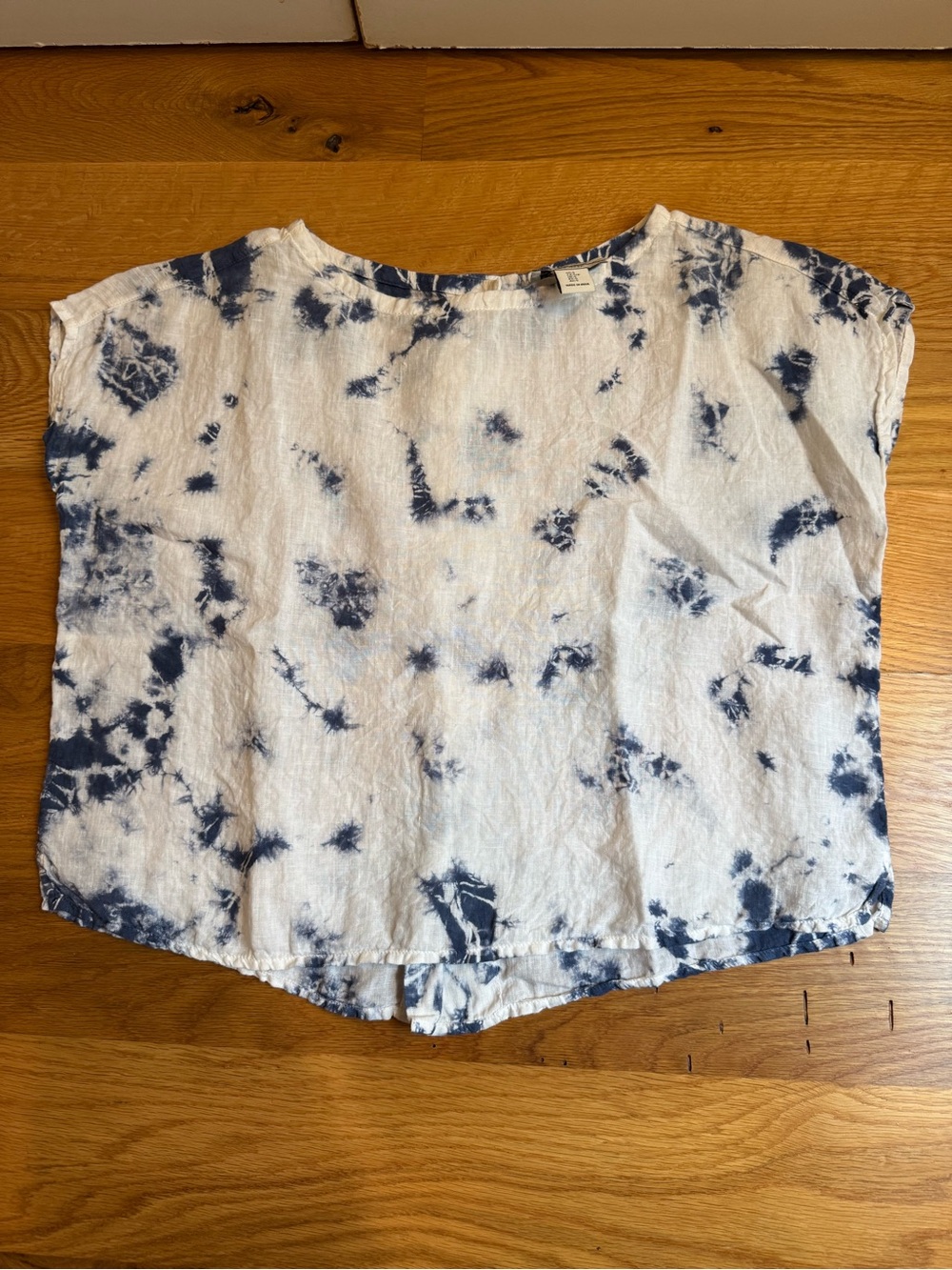 Rachel Zoe Women’s Tie-Dye Boxy Linen Top - White & Navy